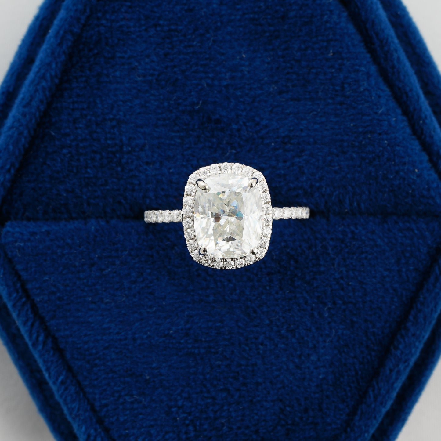 3.55 CT Cushion Cut Lab Grown Diamond Halo Ring – A Dazzling Symbol of Timeless Devotion