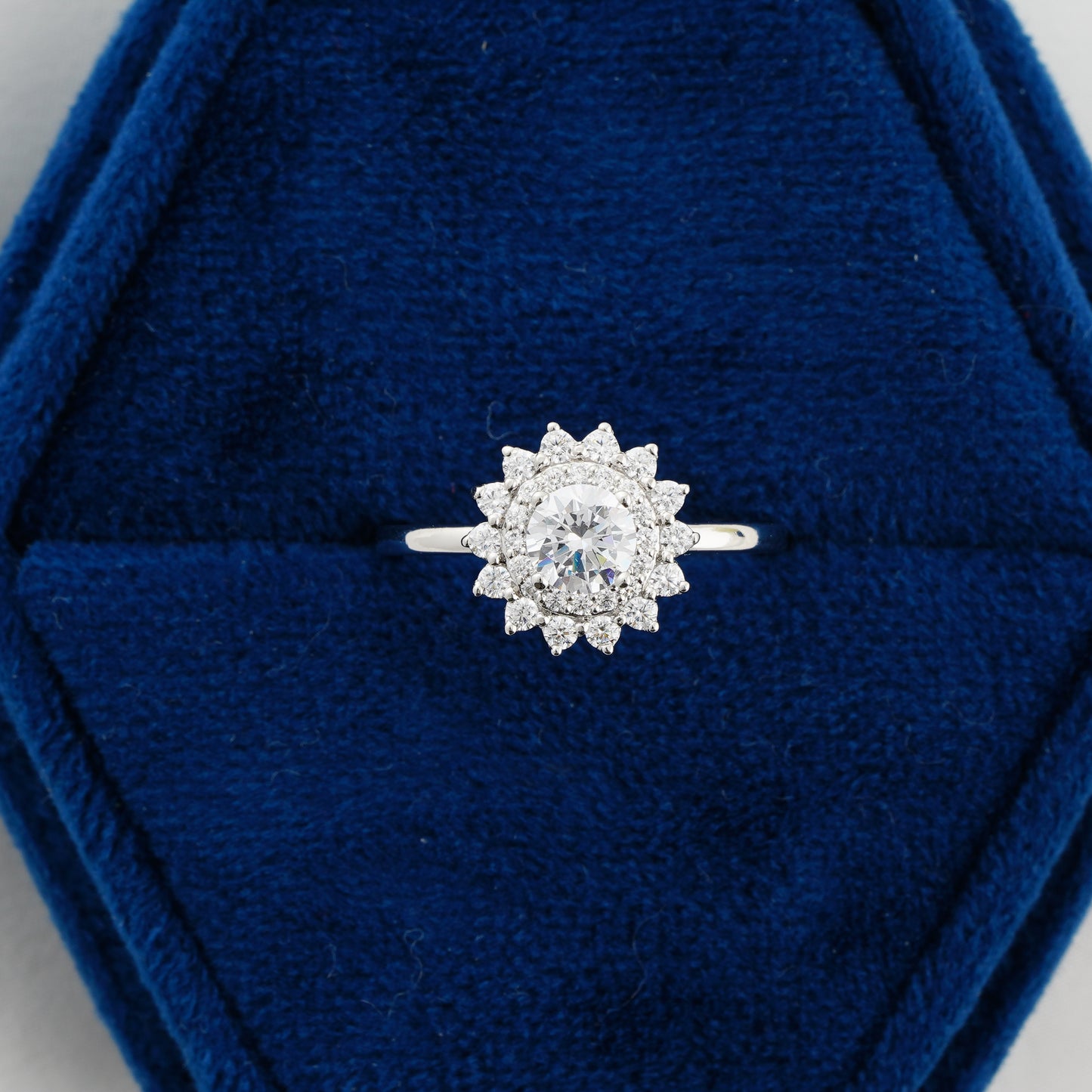 0.55 CT Round Diamond Double Halo Engagement Ring