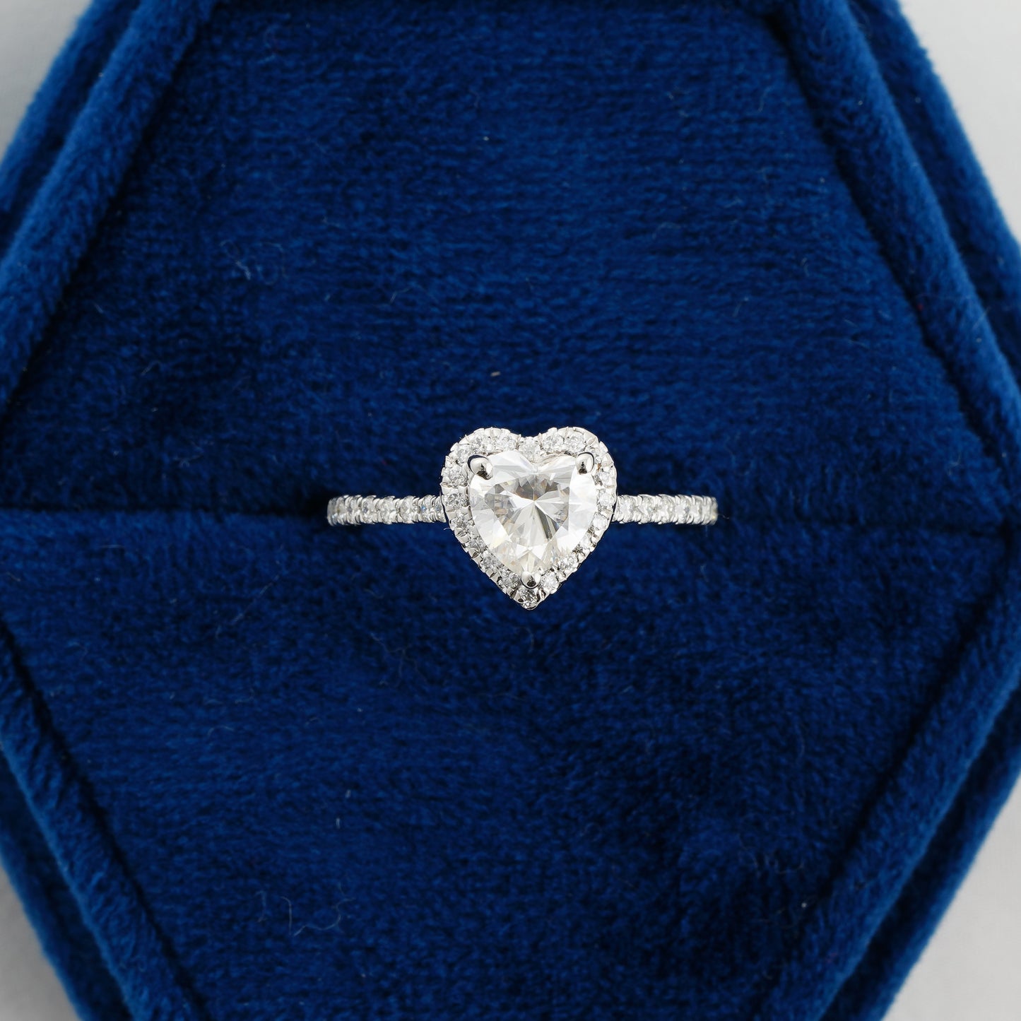 1.11 CT Heart Cut Lab Grown Diamond Halo Engagement Ring | Romantic Heart-Shaped Promise Ring