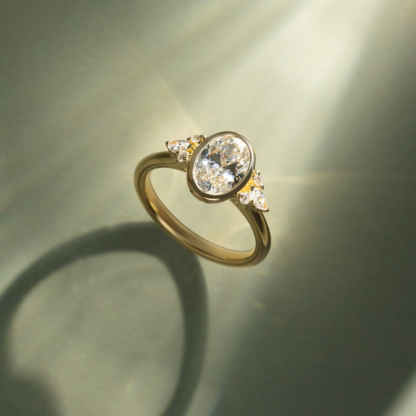Oval Lab-Grown Diamond Floral Marquise Cluster Engagement Ring