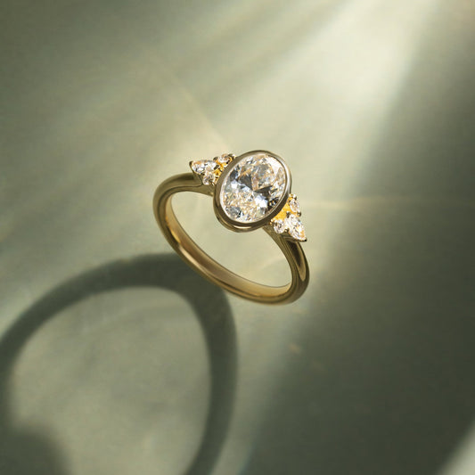 Oval Lab-Grown Diamond Floral Marquise Cluster Engagement Ring