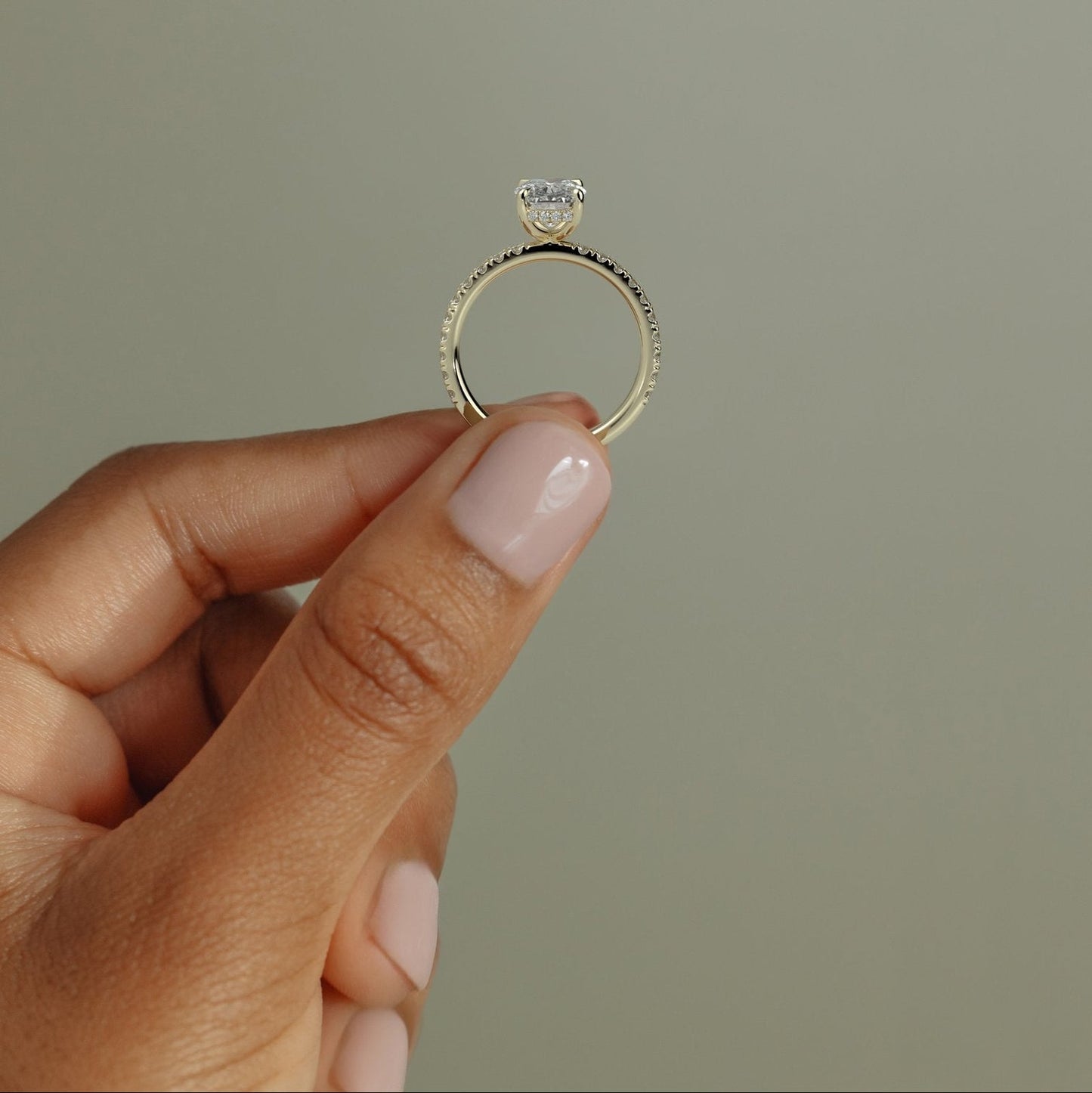 Oval Lab-Grown Diamond Pavé Hidden Halo Engagement Ring