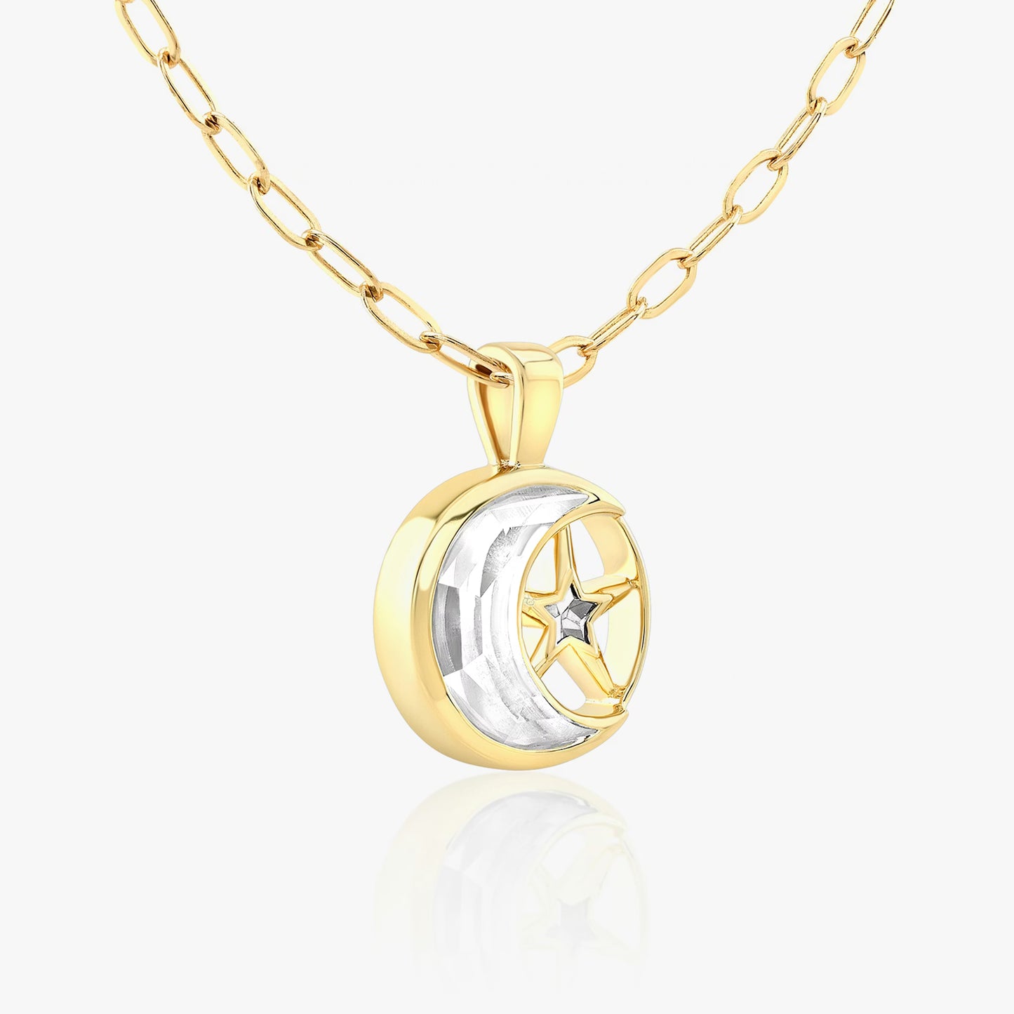 The Selene Crescent Moon & Star Lab-Grown Diamond Pendant