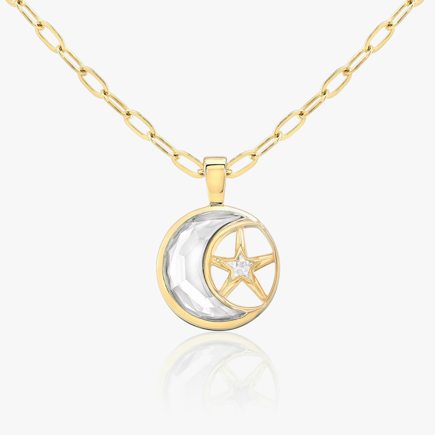 The Selene Crescent Moon & Star Lab-Grown Diamond Pendant