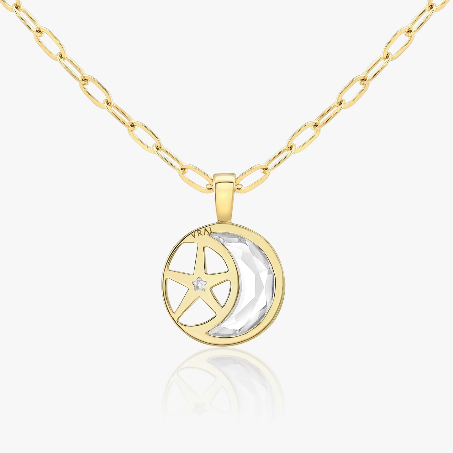 The Selene Crescent Moon & Star Lab-Grown Diamond Pendant