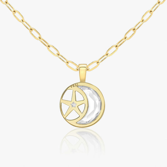 The Selene Crescent Moon & Star Lab-Grown Diamond Pendant