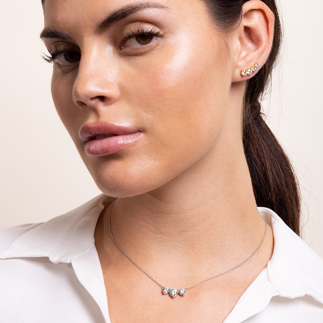 The Celeste Three-Stone Round Lab-Grown Diamond Arc Pendant
