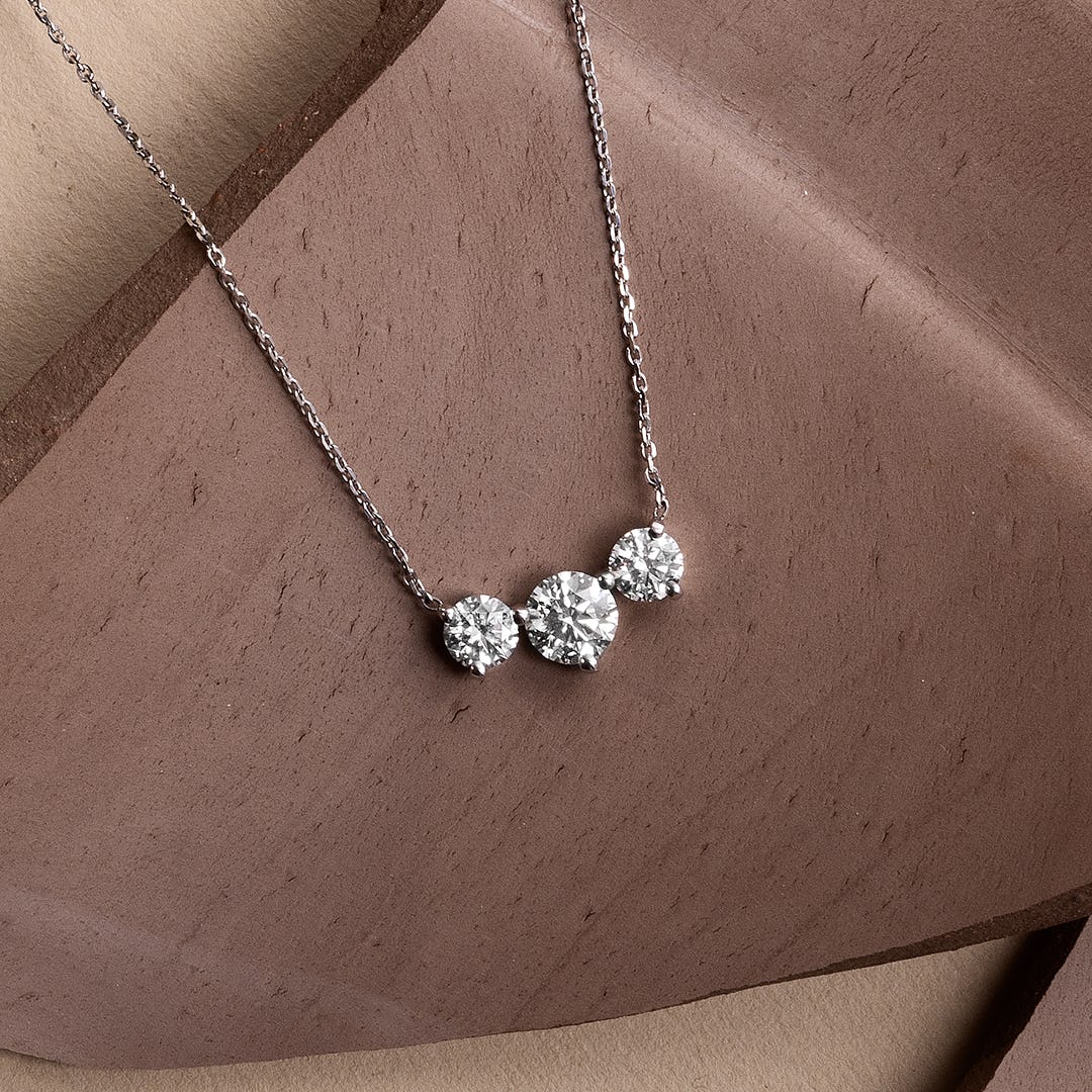 The Celeste Three-Stone Round Lab-Grown Diamond Arc Pendant