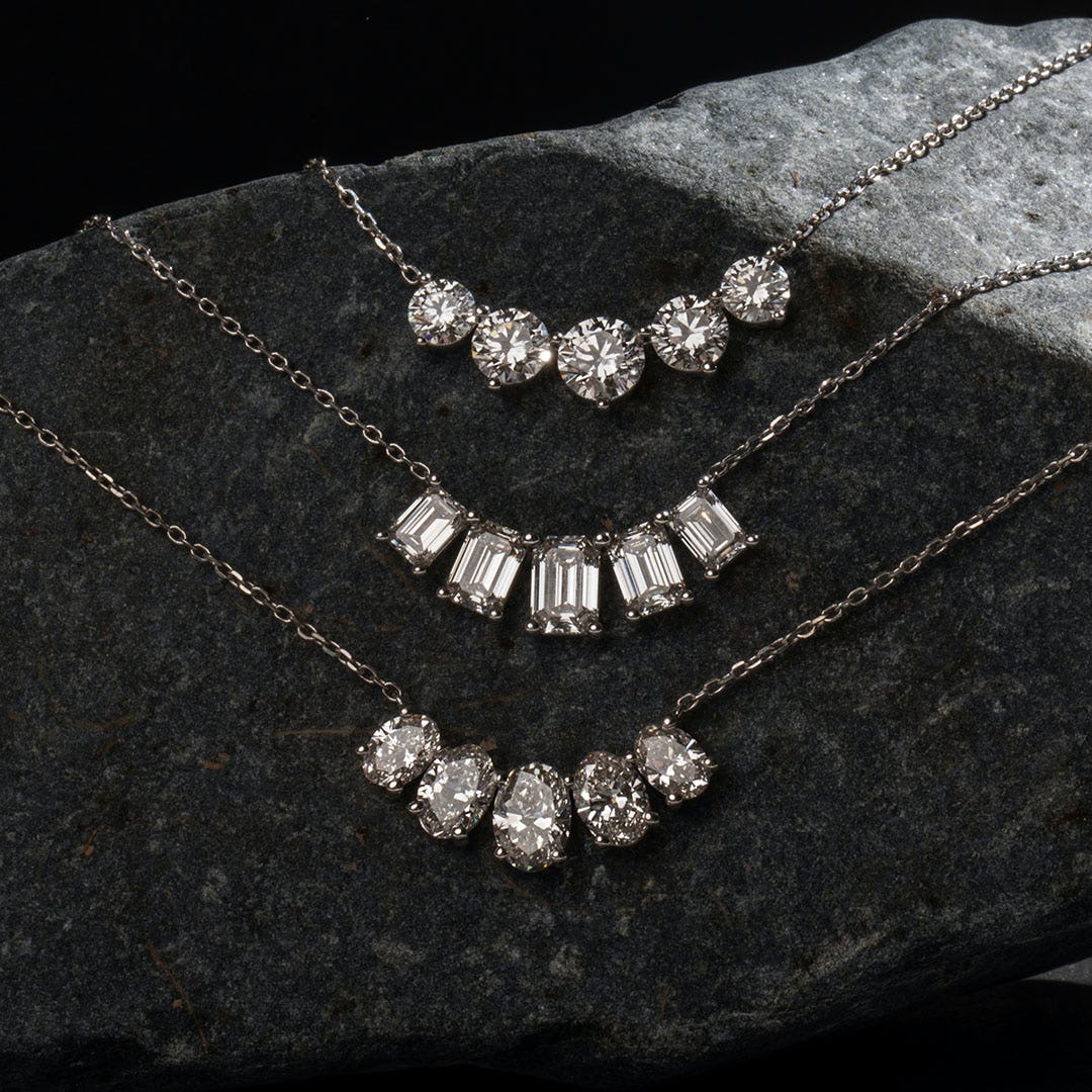 The Vivienne Five-Stone Emerald Lab-Grown Diamond Arc Pendant
