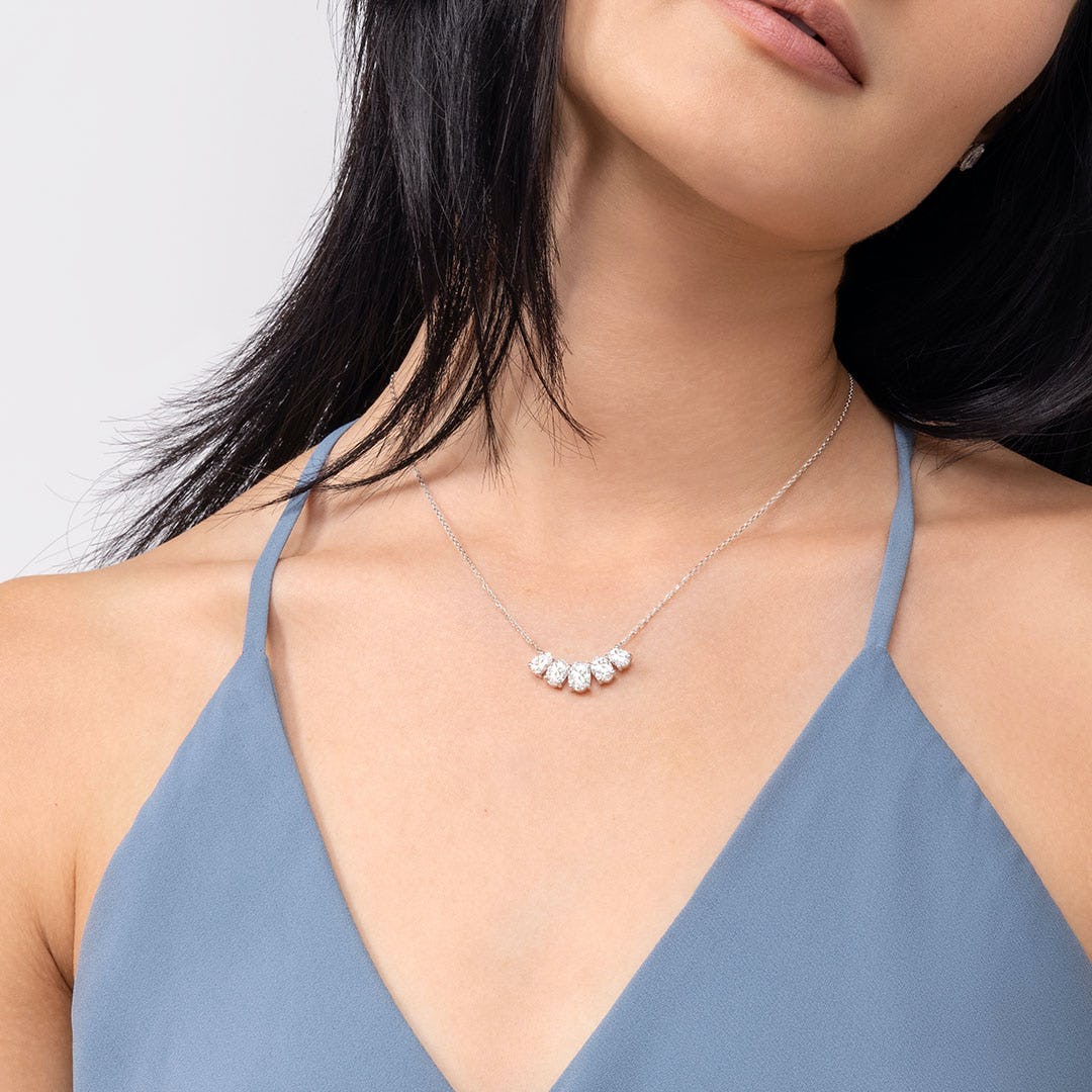 The Isabella Five-Stone Oval Lab-Grown Diamond Arc Pendant