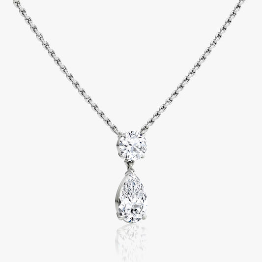 The Duet Round & Pear Lab-Grown Diamond Drop Pendant