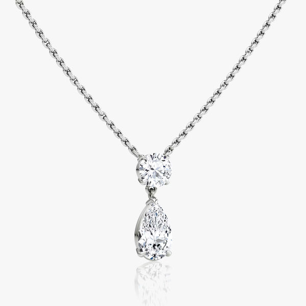 The Duet Round & Pear Lab-Grown Diamond Drop Pendant