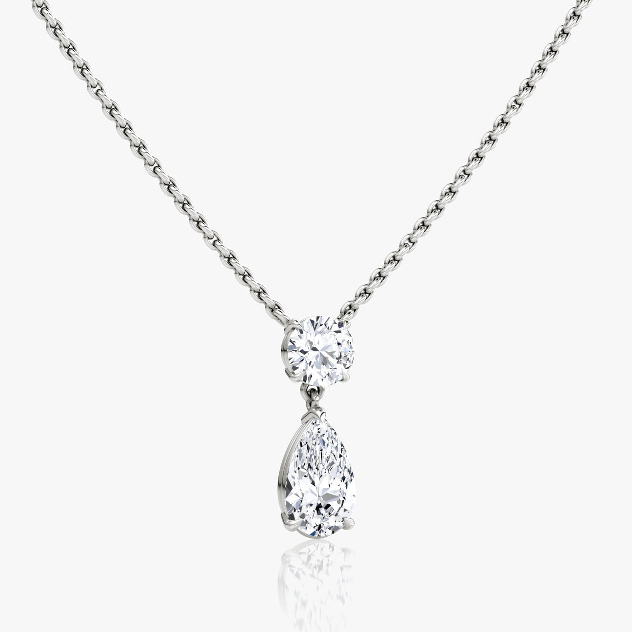 The Duet Round & Pear Lab-Grown Diamond Drop Pendant