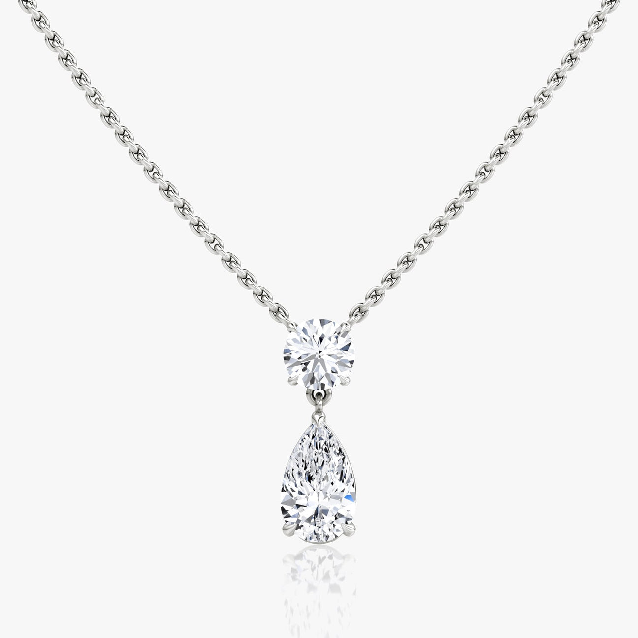 The Duet Round & Pear Lab-Grown Diamond Drop Pendant