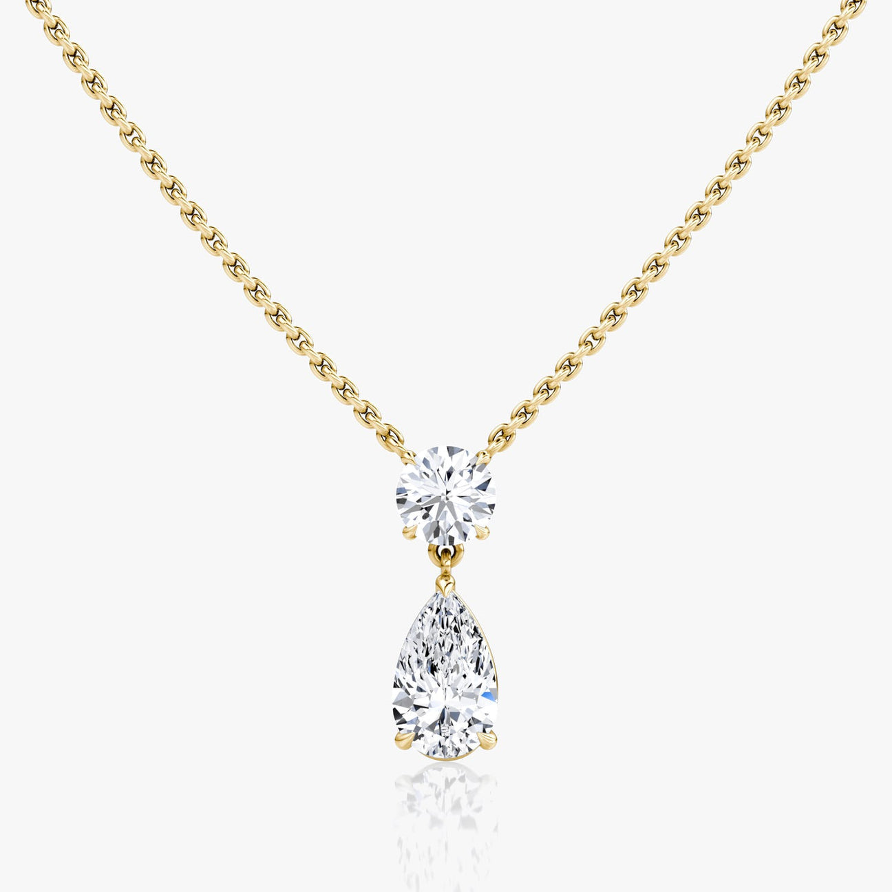 The Duet Round & Pear Lab-Grown Diamond Drop Pendant