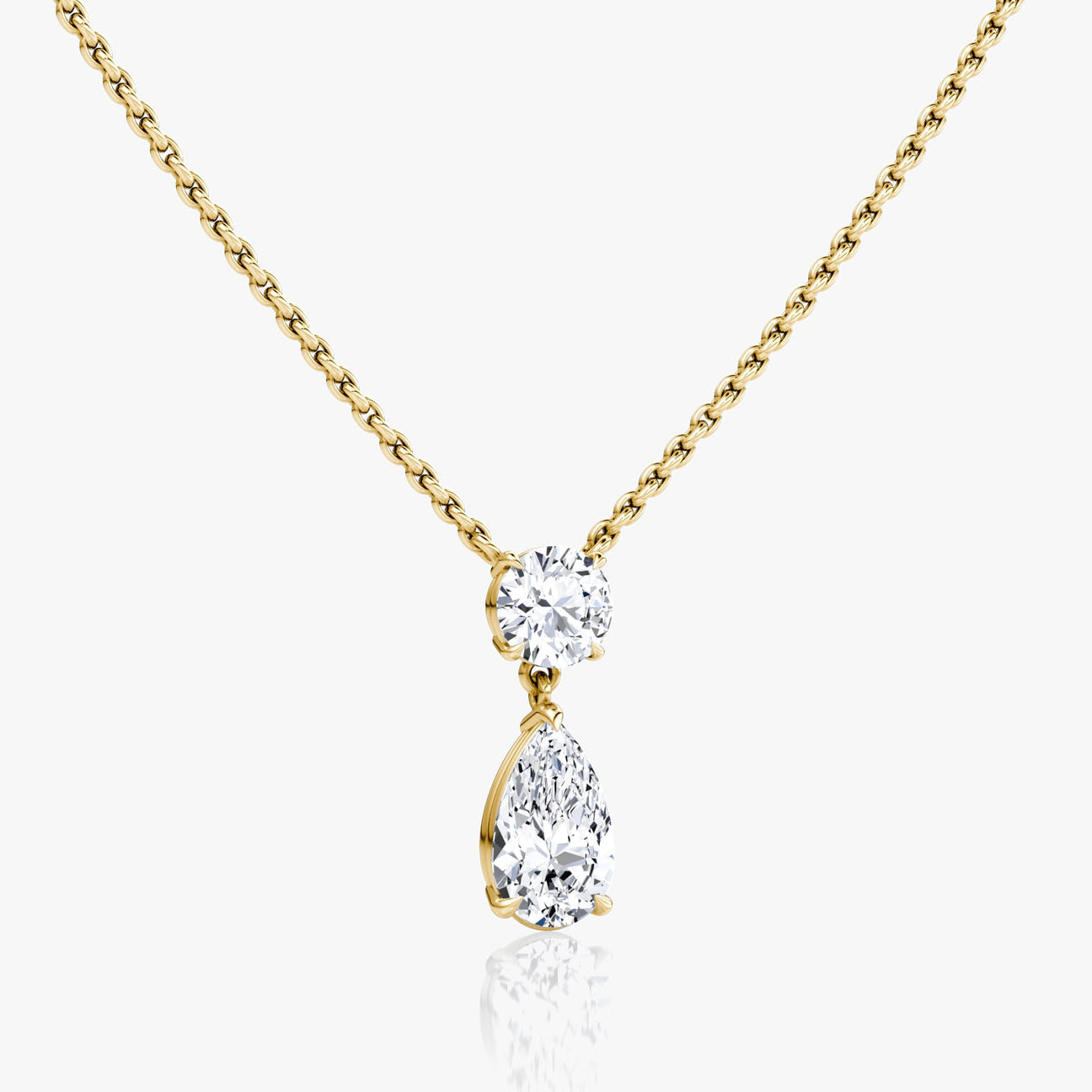 The Duet Round & Pear Lab-Grown Diamond Drop Pendant