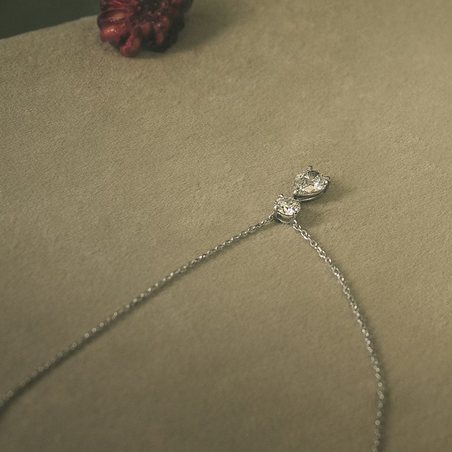 The Duet Round & Pear Lab-Grown Diamond Drop Pendant