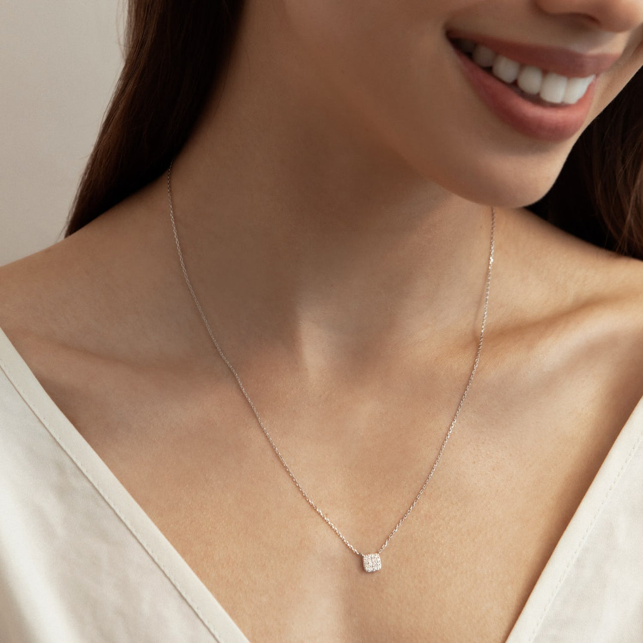 The Celine Square Pavé Lab-Grown Diamond Pendant