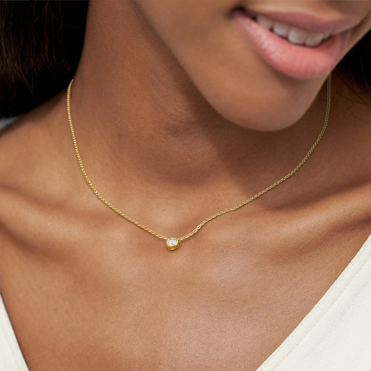 The Aria Round Cut Lab-Grown Diamond Bezel Pendant