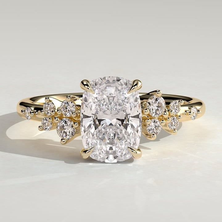 Cushion Lab-Grown Diamond Scattered Cluster Engagement Ring