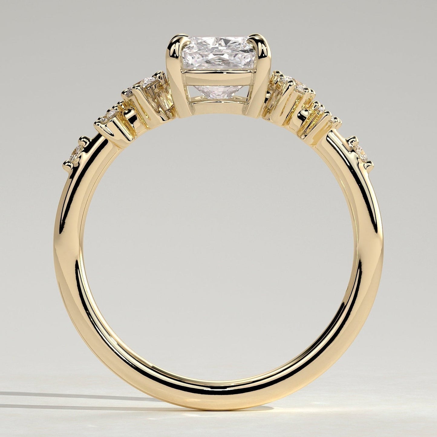 Cushion Lab-Grown Diamond Scattered Cluster Engagement Ring