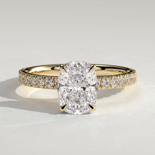 Oval Lab-Grown Diamond Pavé Hidden Halo Engagement Ring