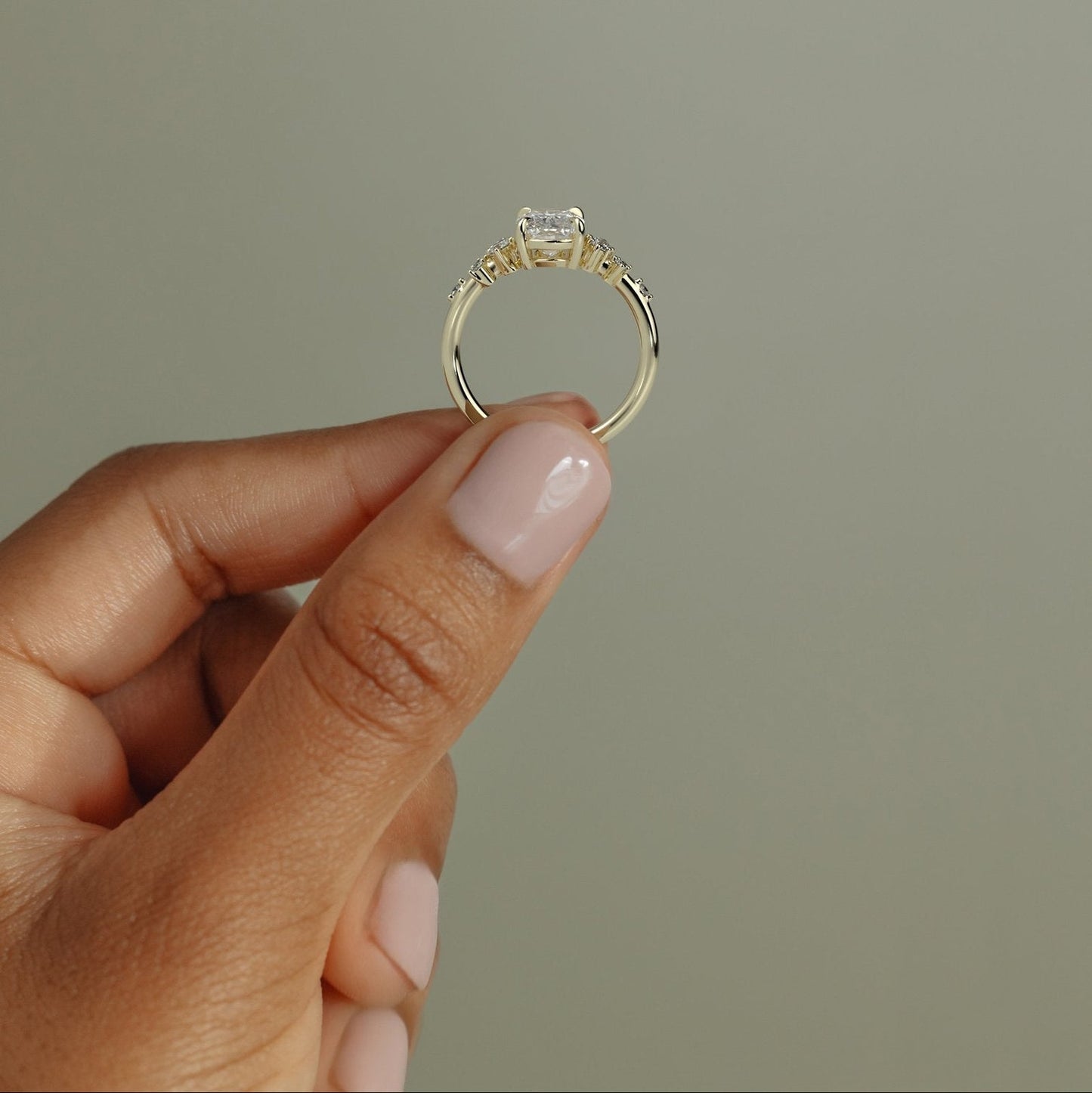 Cushion Lab-Grown Diamond Scattered Cluster Engagement Ring