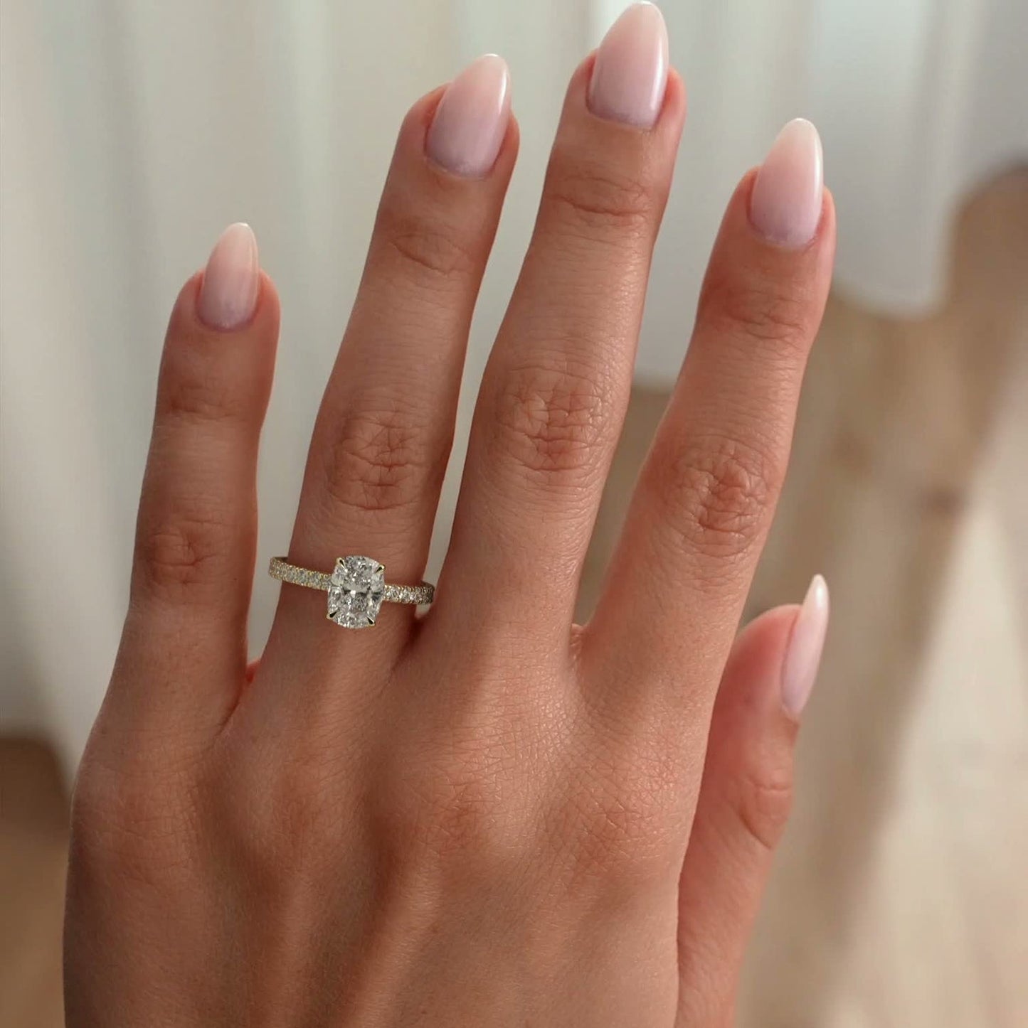 Oval Lab-Grown Diamond Pavé Hidden Halo Engagement Ring