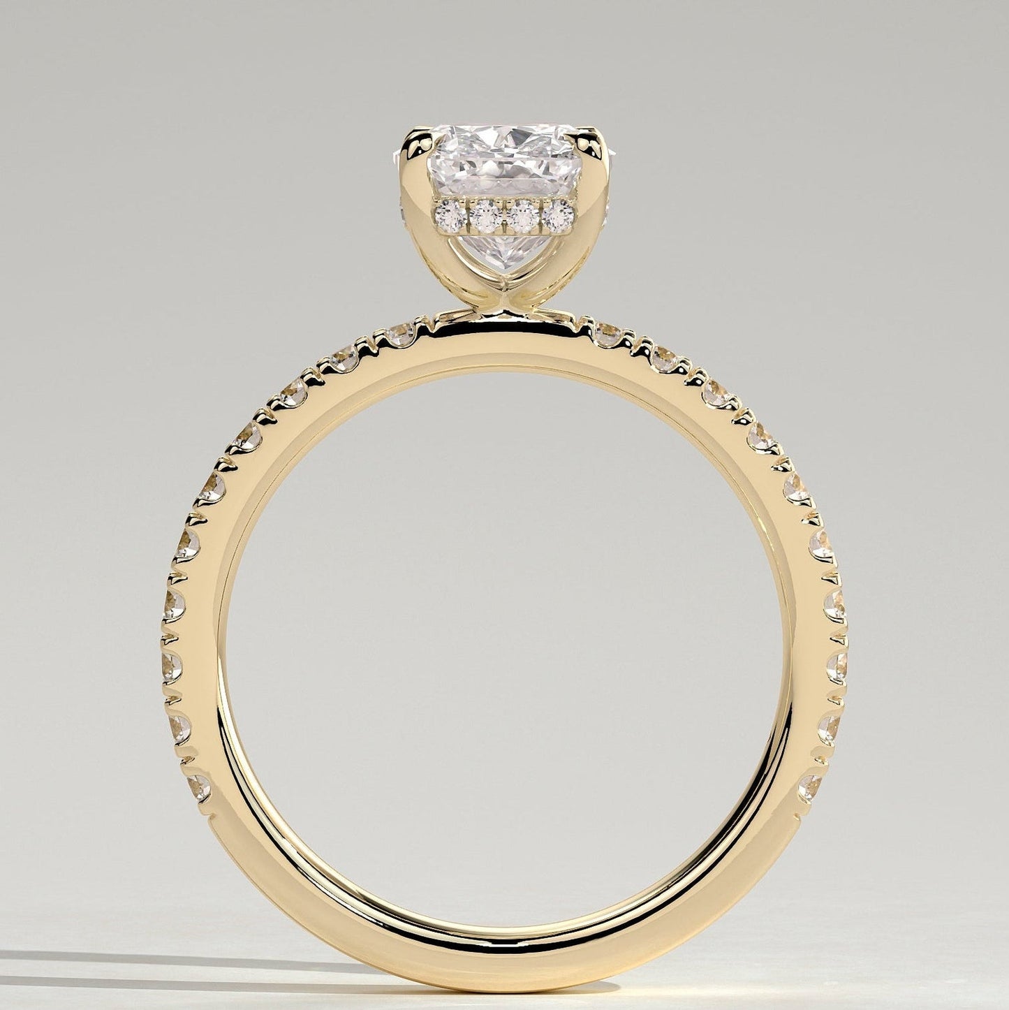 Oval Lab-Grown Diamond Pavé Hidden Halo Engagement Ring