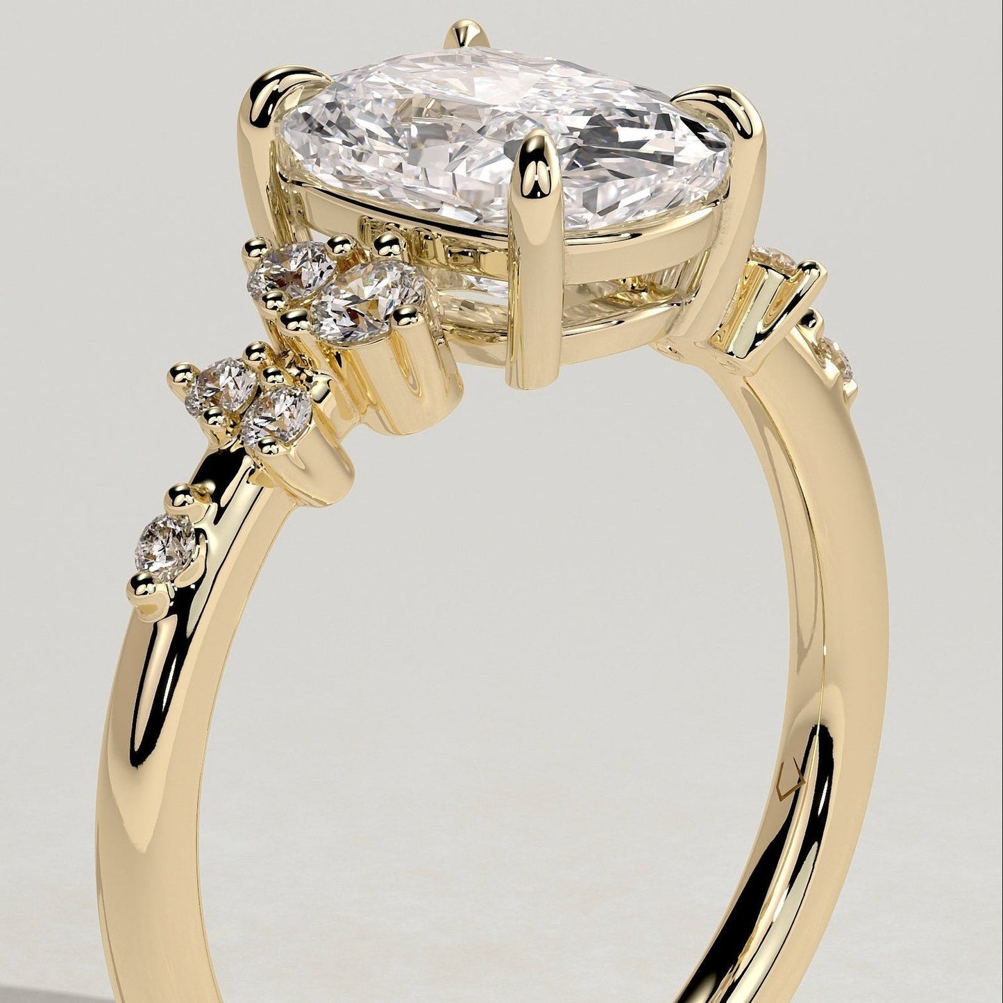 Cushion Lab-Grown Diamond Scattered Cluster Engagement Ring