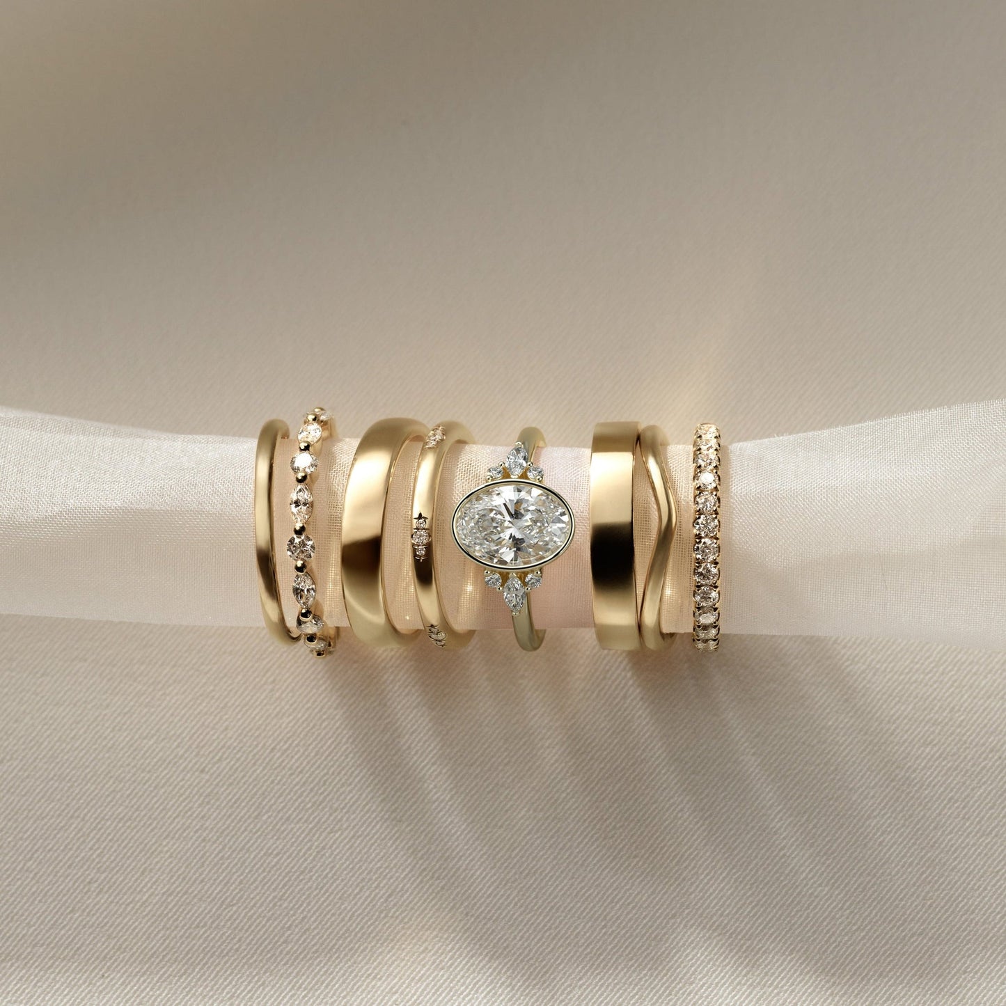 Oval Lab-Grown Diamond Floral Marquise Cluster Engagement Ring