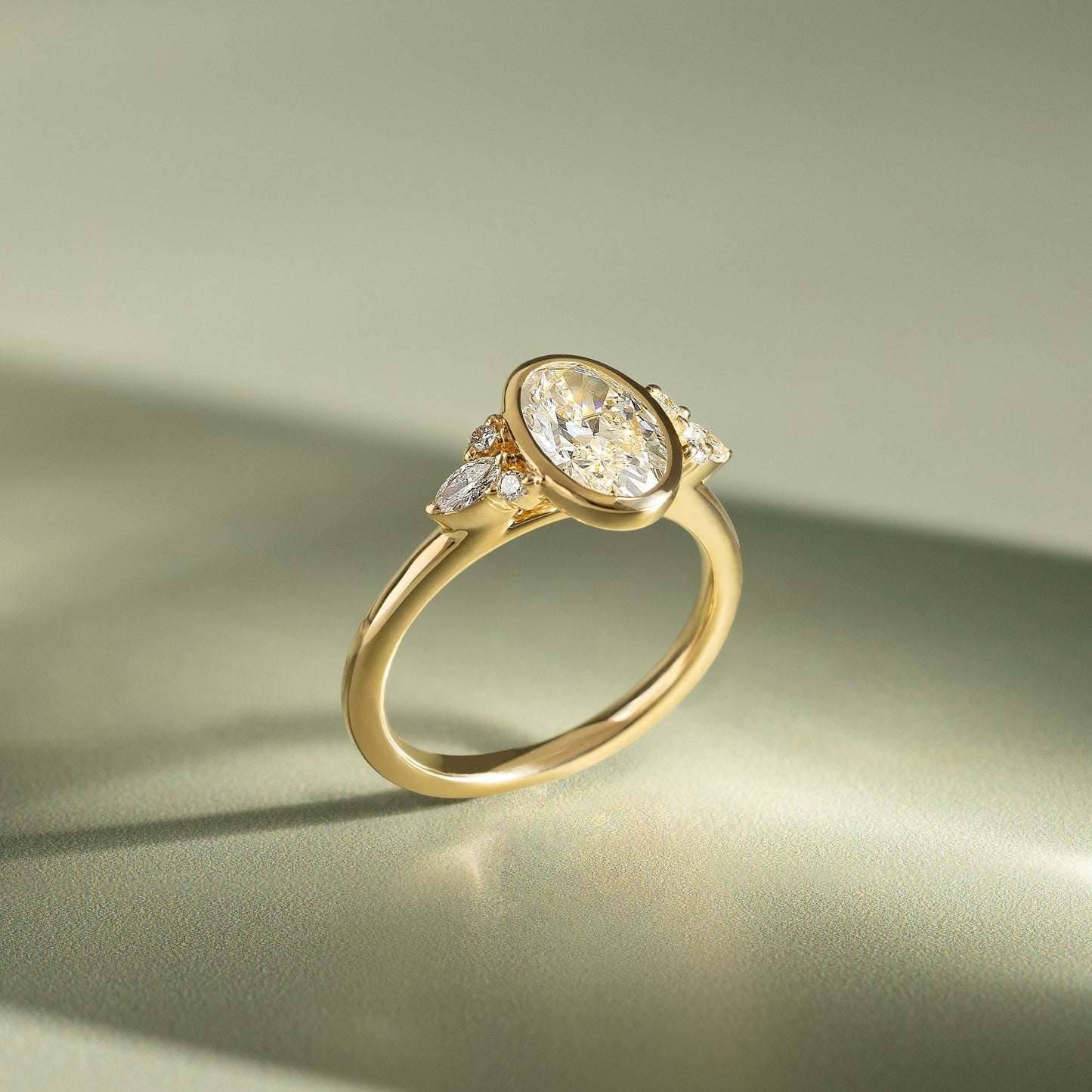 Oval Lab-Grown Diamond Floral Marquise Cluster Engagement Ring