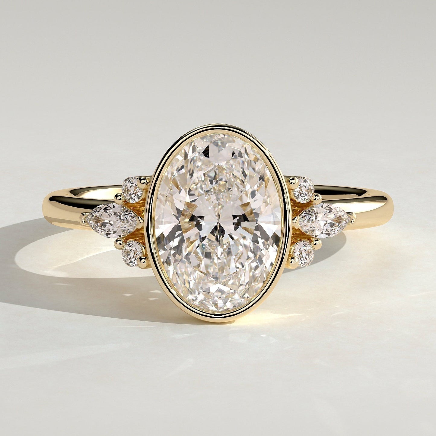 Oval Lab-Grown Diamond Floral Marquise Cluster Engagement Ring