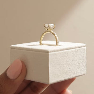 Oval Lab-Grown Diamond Pavé Hidden Halo Engagement Ring