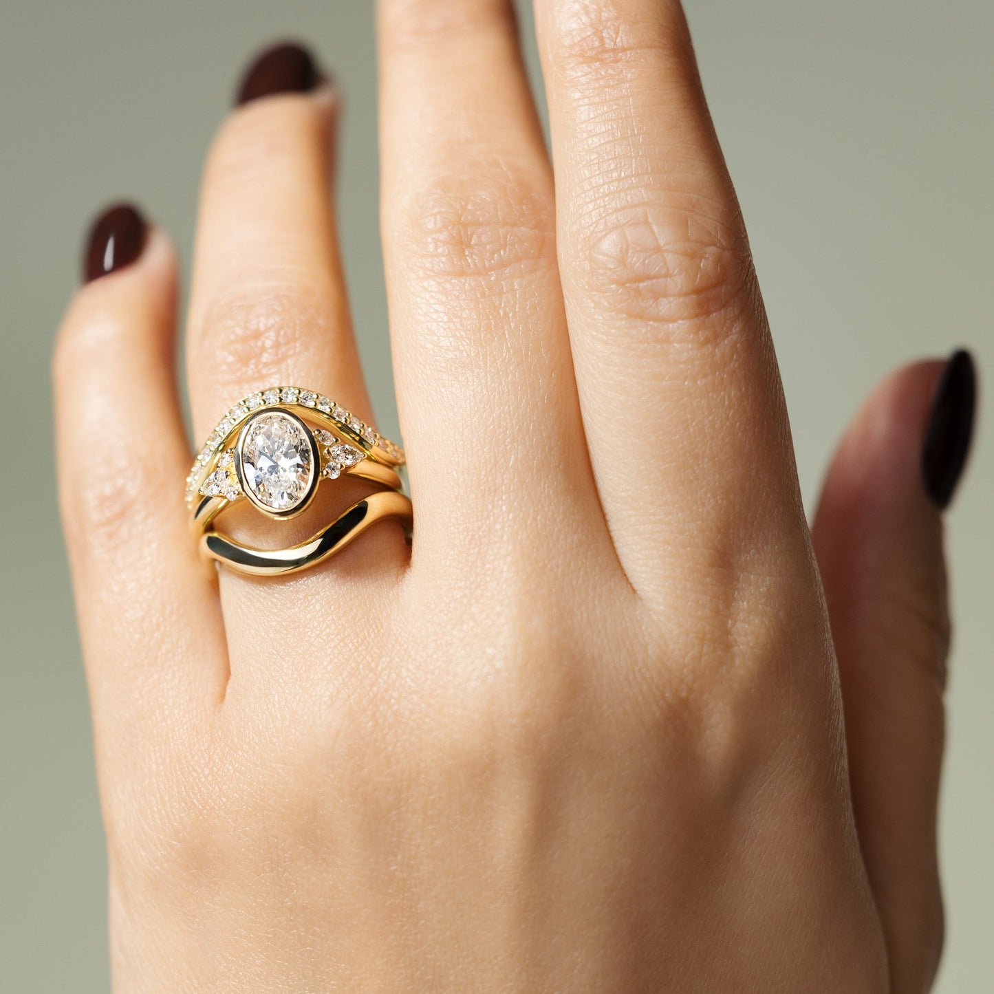 Oval Lab-Grown Diamond Floral Marquise Cluster Engagement Ring