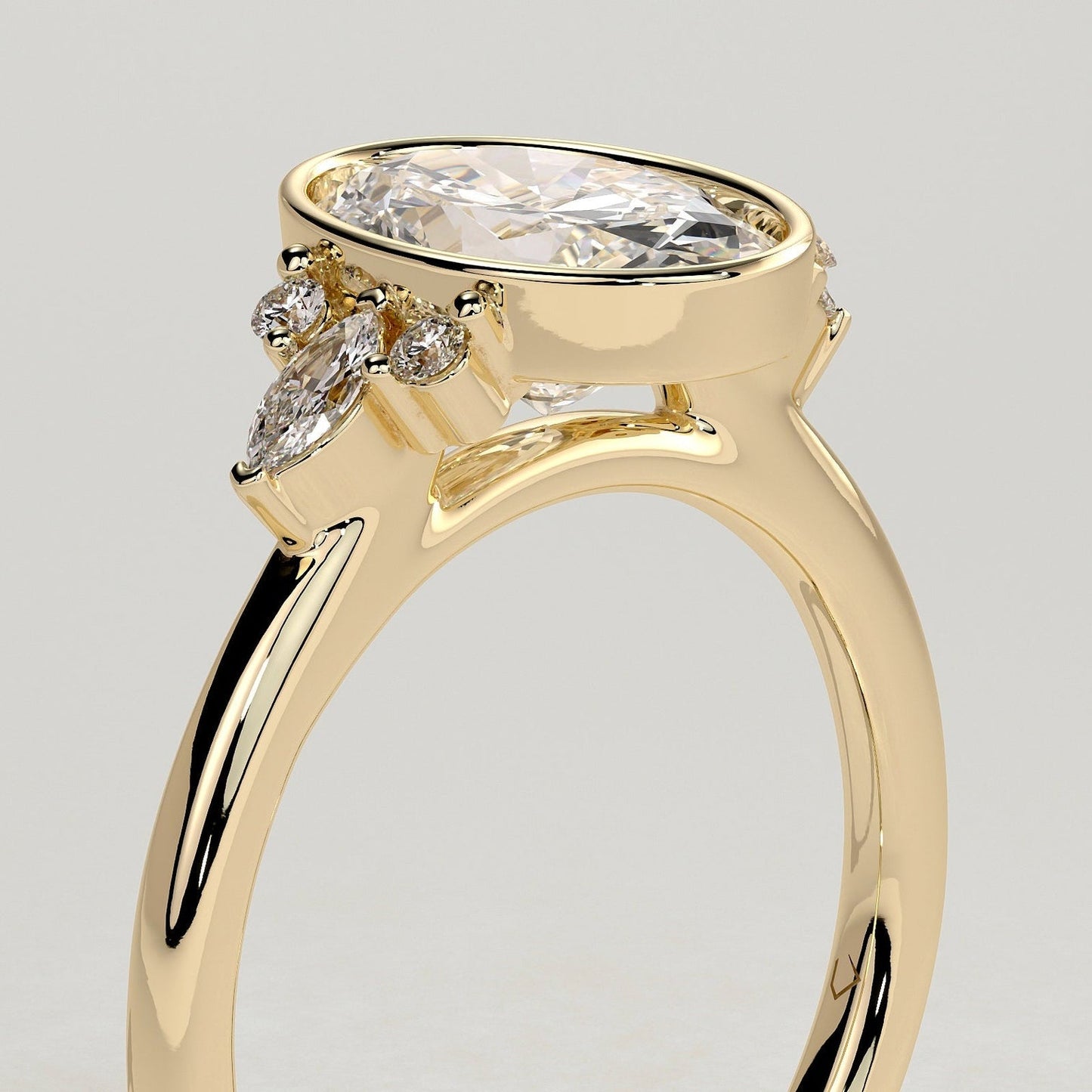 Oval Lab-Grown Diamond Floral Marquise Cluster Engagement Ring
