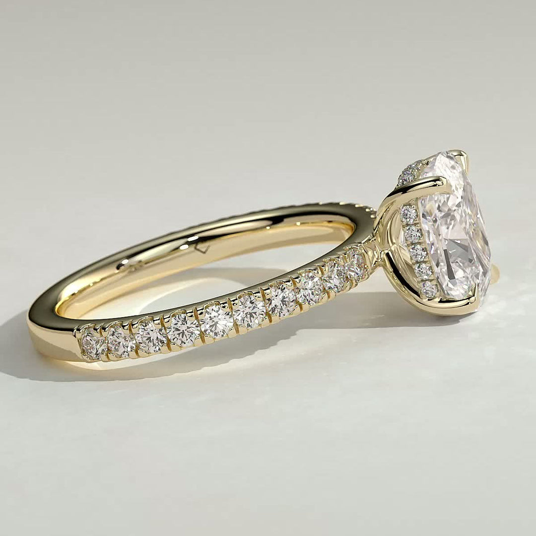 Oval Lab-Grown Diamond Pavé Hidden Halo Engagement Ring
