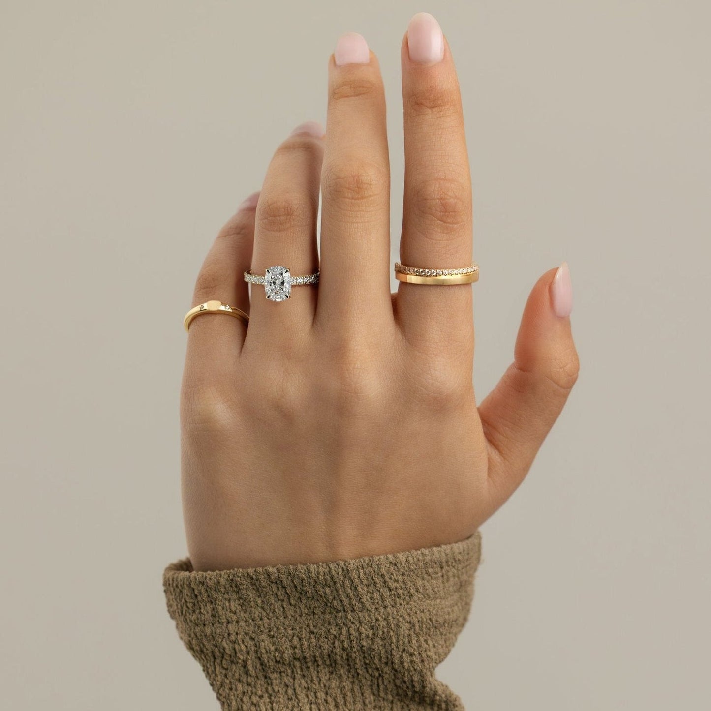 Oval Lab-Grown Diamond Pavé Hidden Halo Engagement Ring
