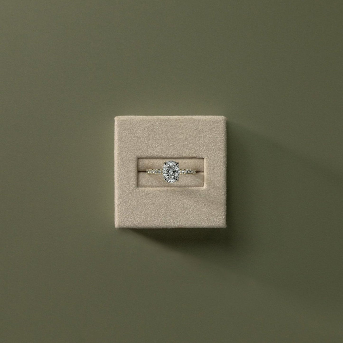 Oval Lab-Grown Diamond Pavé Hidden Halo Engagement Ring