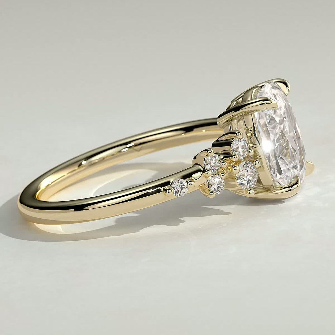 Cushion Lab-Grown Diamond Scattered Cluster Engagement Ring