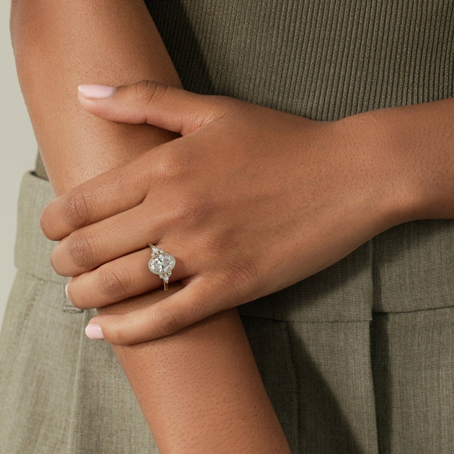 Oval Lab-Grown Diamond Floral Marquise Cluster Engagement Ring