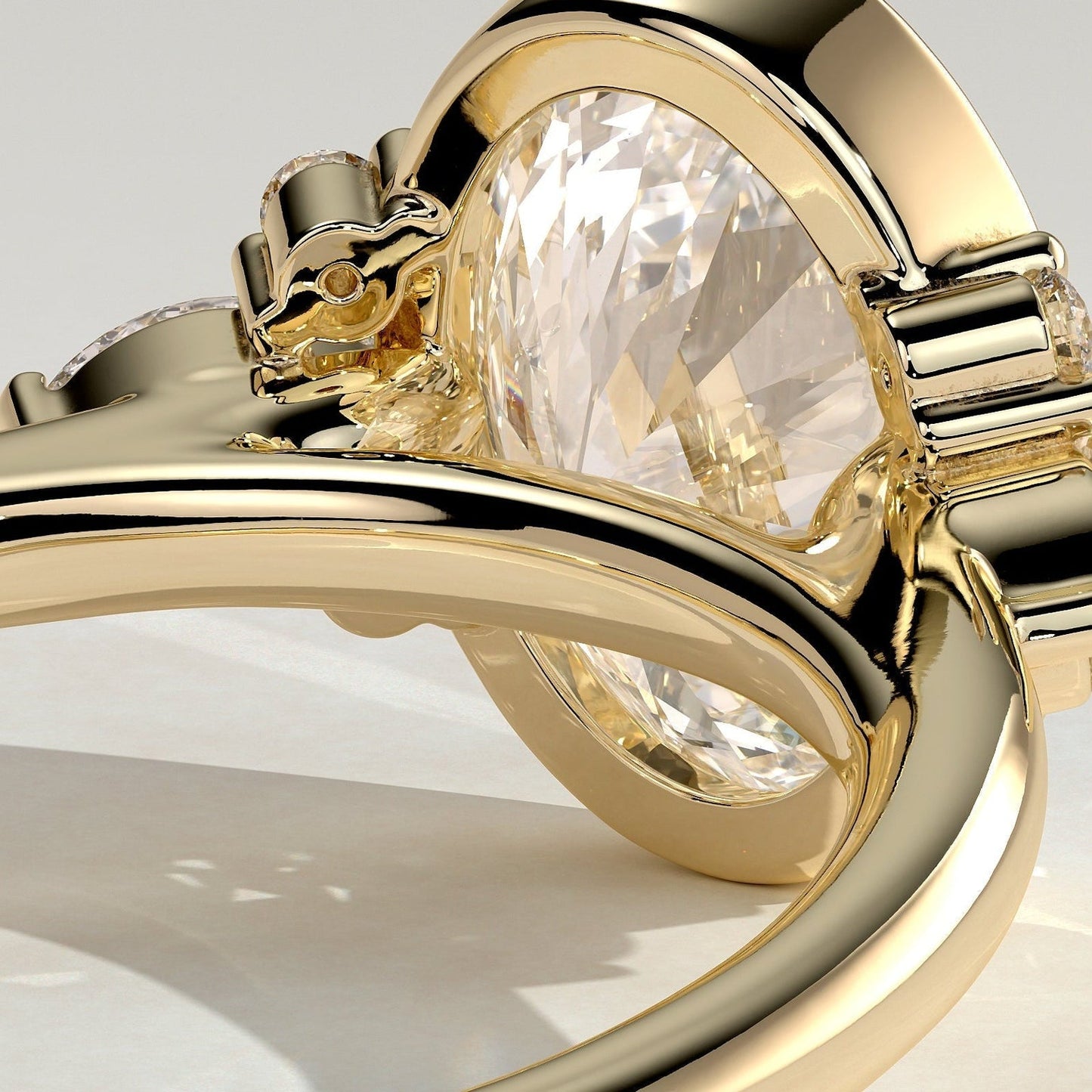 Oval Lab-Grown Diamond Floral Marquise Cluster Engagement Ring
