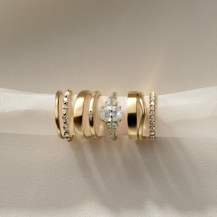 Cushion Lab-Grown Diamond Scattered Cluster Engagement Ring