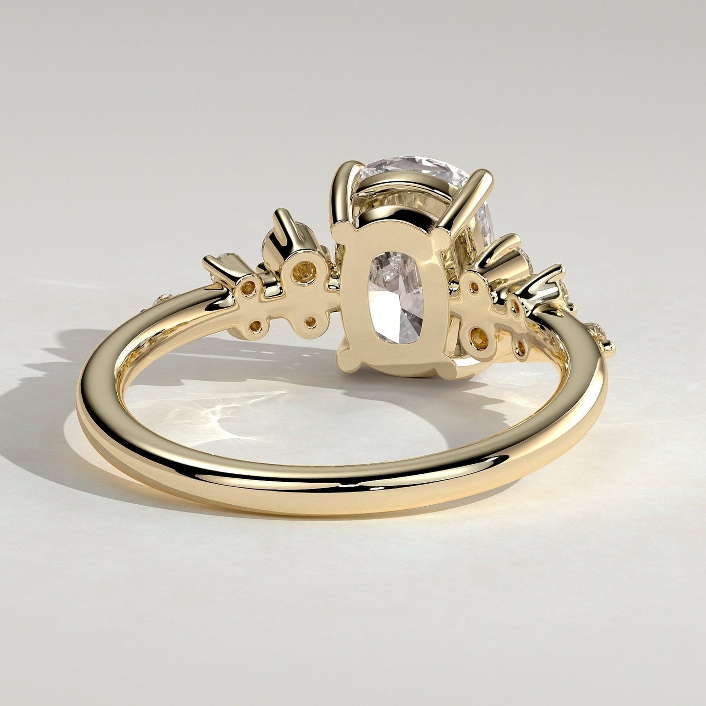 Cushion Lab-Grown Diamond Scattered Cluster Engagement Ring