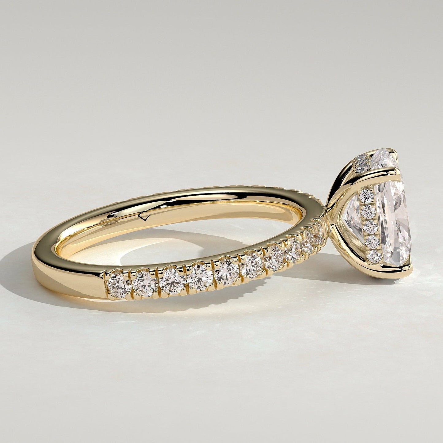 Oval Lab-Grown Diamond Pavé Hidden Halo Engagement Ring