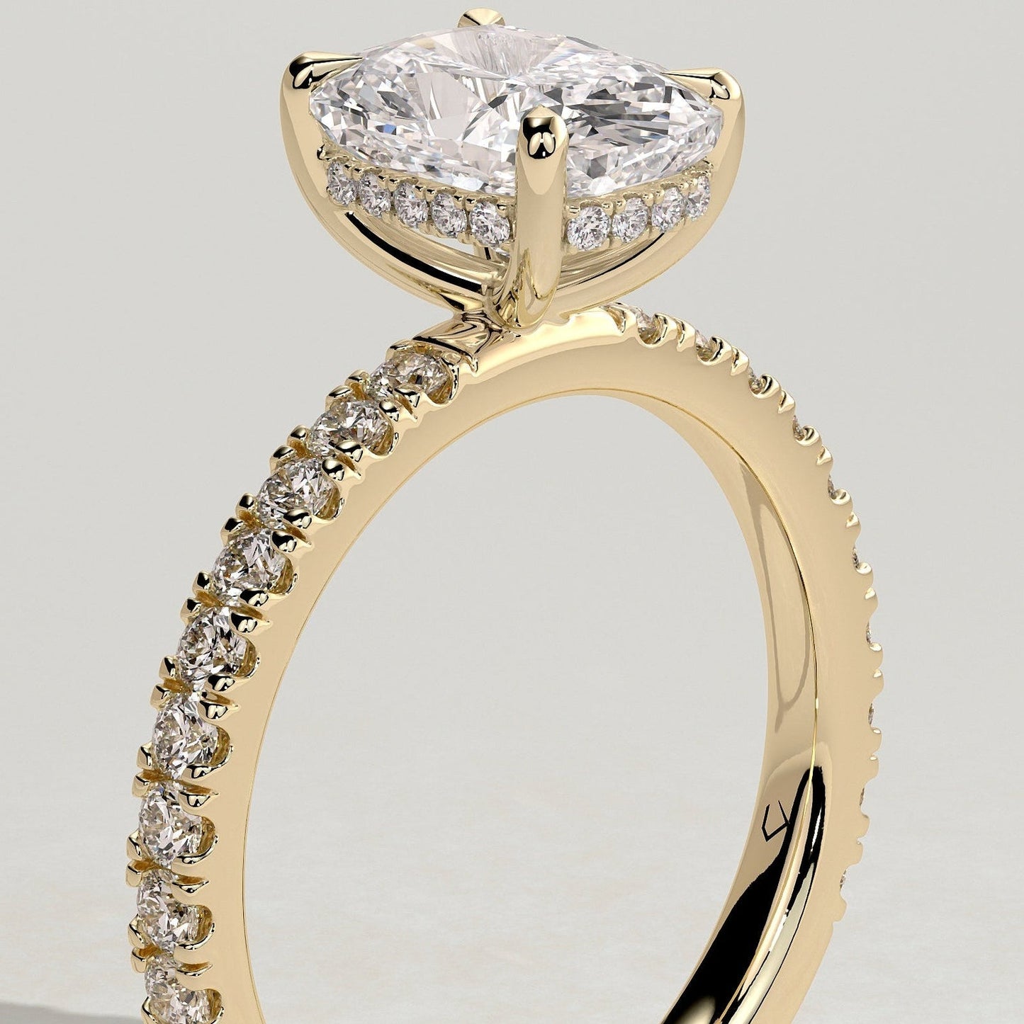 Oval Lab-Grown Diamond Pavé Hidden Halo Engagement Ring