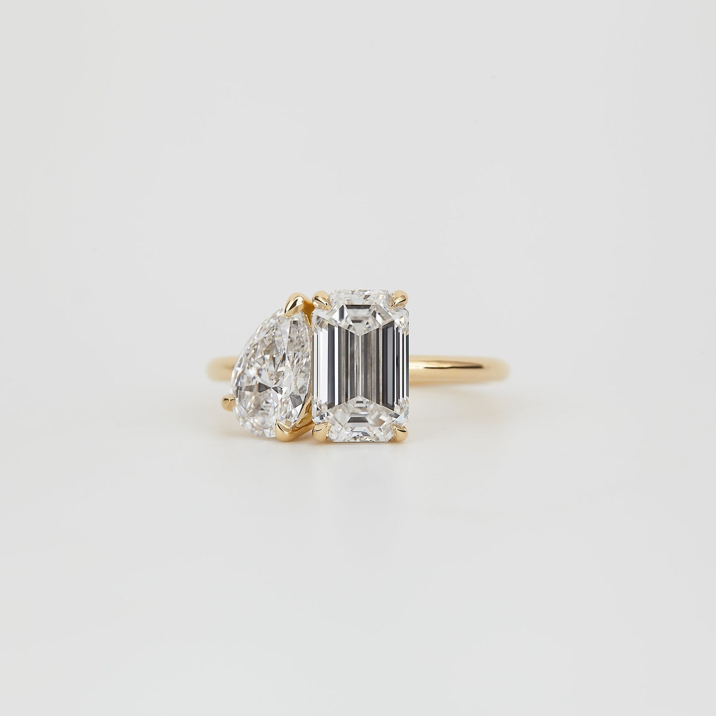 Emerald & Pear Lab Diamond Duo Engagement Ring