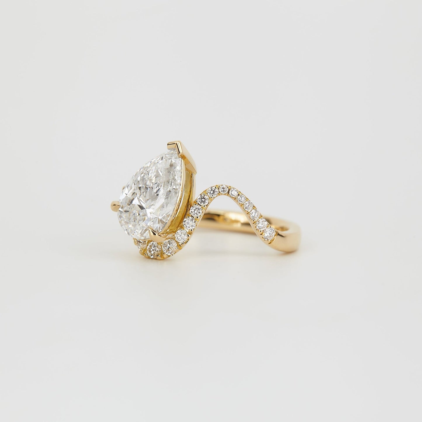 Pear Lab-Grown Diamond Tiara Halo Chevron Engagement Ring