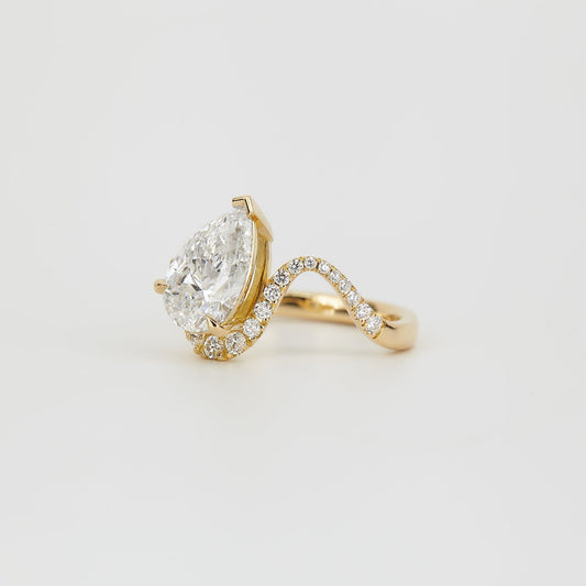 Pear Lab-Grown Diamond Tiara Halo Chevron Engagement Ring