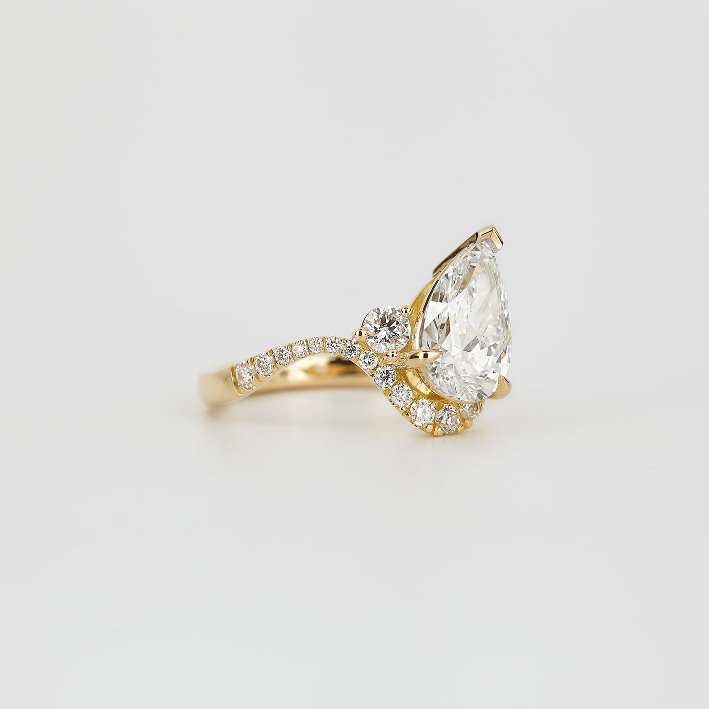 Pear Lab-Grown Diamond Tiara Halo Chevron Engagement Ring